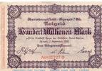 Großnotgeld Inflation 100 Millionen Mark Banknote der Stadt Speyer , 100 Millionen Mark Schein in gbr. Keller 4834.p -