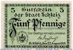 Notgeld Deutschland 5 Pfennig Schein Notgeld der Stadt Schleiz 6550.05.10 , 5 Pfennig Bergkirche in kfr. -
