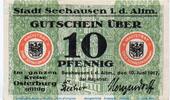 Notgeld DE 10 Pf. Seehausen , Notgeld 10 Pfennig -Menzendorff- in kfr. Tieste 6820.05.06 , 1917 -