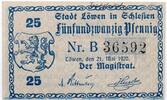 Notgeld Deutschland 25 Pfennig Fehldruck Notgeld der Stadt Löwen 4200.05.16.f , 25 Pfennig Fehldruck in kfr. -