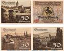 Notgeld De 4 Scheine kpl. 4 x Notgeld der Stadt Stuttgart 1289.1 , Set mit 4 Scheinen in kfr. -