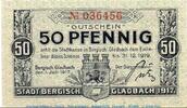 Kleingeld 1914-1922 50 Pf. Notgeld der Stadt Bergisch Gladbach 0445.05.03 , 50 Pfennig Schein in kfr. -
