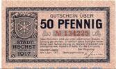 Notgeld De 50 Pf. Notgeld der Stadt Höchst 3050.10.01 , 50 Pfennig Schein , 1 Unterschr. in kfr. -