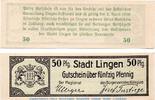 Notgeld Deutschland 50 Pfennig Schein Notgeld der Stadt Lingen 4125.05.27 , 50 Pfennig Schein in kfr. o.D. -