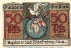 Kleingeld 1914-1922 50 Pf. Notgeld der Stadt Aschaffenburg 0220.10.30 , 50 Pfennig Schein in kfr. o.D. -