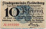 Notgeld Deutschland 10 Pfennig Schein Notgeld der Stadt Heidelberg 2855.05.01 , 10 Pfennig Schein in f-kfr. -