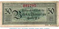 Notgeld Deutschland 50 Pfennig Schein Notgeld Beton und Monierbau Berlin 0460.035.03 , 50 Pfennig Schein in gbr. o.D. -