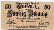 Notgeld Deutschland 50 Pfennig Schein Notgeld der Stadtgemeinde Haslach 2820.05.01 , 50 Pfennig Schein in kfr. -