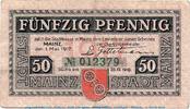 Notgeld Deutschland 50 Pfennig Schein Notgeld der Stadt Mainz 4350.15.01 , 50 Pfennig Schein in gbr. von 1917 -