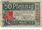 Notgeld Deutschland 50 Pfennig Schein Notgeld der Stadt Mainz 4350.15.01 , 50 Pfennig Schein in gbr. von 1917 -