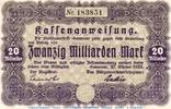 Großnotgeld Inflation 20 Milliarden Mark Banknote der Stadt Hannover , 20 Milliarden Mark Schein in f-kfr. Keller 2148.e -