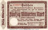 Inflation 1923 DE 50 Mia. Mk. Banknote Reichsbahn Hannover , 50 Milliarden Mark Schein gbr. Keller 2165.d -