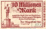 Großnotgeld Inflation 10 Millionen Mark Banknote der Stadt Kiel , 10 Millionen Mark Schein in f-kfr. Keller 2614.f -