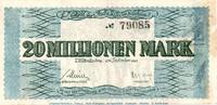 Großnotgeld Inflation 20 Millionen Mark Banknote Stadt Kaiserslautern , 20 Millionen Mark schwarz in gbr. Keller 2541.e -