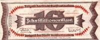 Großnotgeld Inflation 10 Millionen Mark Banknote Stadt Kaiserslautern , 10 Millionen Mark Schein in gbr. Keller 2541.g -