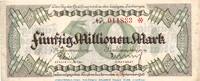 Großnotgeld Inflation 50 Millionen Mark Banknote Stadt Kaiserslautern , 50 Millionen Mark Schein in gbr. Keller 2541.g -