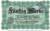 Großnotgeld Deutschland 50 Mark Schein Banknote der Stadt Remscheid , 50 Mark Schein in gbr.E Geiger 443.03 1918 -