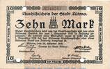 Großnotgeld 1918 DE 10 Mk. Banknote Stadt Altona , 10 Mark Schein in f-kfr.E , Geiger 012.01 , 28.10.1918 -