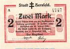 DE 2 Mk. Banknote der Stadt Hersfeld , 2 Mark Schein in kfr.E , Geiger 231.02.b 1918 -