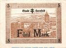 DE 5 Mk. Banknote der Stadt Hersfeld , 5 Mark Schein in f-kfr.E , Geiger 231.04.b 1918 -