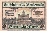 Großnotgeld De. 20 Mk. Banknote der Stadt Zeulenroda , 20 Mark Schein in kfr.E Geiger 576.08 1918 -