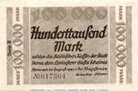Großnotgeld Deutschland 100.000 Mark Schein Banknote der Stadt Herne , 100.000 Mark Schein in kfr. Keller 2339.k 1923 -