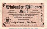 Großnotgeld Inflation 100 Millionen Mark Banknote Reichsbahn Halle , 100 Millionen Mark Schein in gbr. Keller 2095.b -