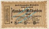 Inflation DE 100 Mia. Mk. Kreuznach & Meisenheim , 100 Milliarden Mark in gbr. Keller ??? von 1923 -