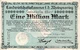 Großnotgeld Inflation 1 Million Mark Banknote Landwirtschaftkammer Bonn , 1 Million Mark in f-kfr. Keller 524.a 1923 -