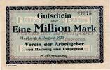 Inflation 1923 DE 1 Mio. Mk. Harburg , Banknote 1 Million Mark Schein gbr. Keller 2213.a , Hamburg 1923 Infla -