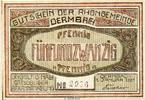 Seriennotgeld Deutschland 25 Pfennig , KN = 4,5 mm Notgeld der Gemeinde Dermbach 264.1.b , 25 Pfennig Kn 4,5 mm in f-kfr. 1921 -