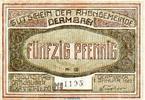 Seriennotgeld Deutschland 50 Pfennig , KN = 4,5 mm Notgeld der Gemeinde Dermbach 264.1.b , 50 Pfennig Kn 4,5 mm in kfr. 1921 -