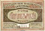 Seriennotgeld Deutschland 25 Pfennig , KN = 4,5 mm + Notgeld der Gemeinde Dermbach 264.1.b , 25 Pfennig Kn 4,5 mm in kfr. 1921 -