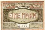Seriennotgeld Deutschland 1 Mark , KN = 4,5 mm + Notgeld der Gemeinde Dermbach 264.1.b , 1 Mark Schein Kn 4,5 mm in kfr. 1921 -