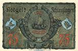 Seriennotgeld Deutschland 75 Pfennig Schein Notgeld Stadt Schleusingen 1181.4.a-b , 75 Pfennig Schein gelblich und dick kfr. -
