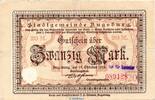 DE 20 Mk. Banknote der Stadt Augsburg , 20 Mark Schein in gbr.E , Geiger 025.03.a von 1918 -