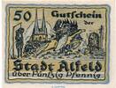 Notgeld Deutschland 50 Pfennig Schein Notgeld der Stadt Alfeld 0030.10.50 , 50 Pfennig Schein in kfr. von 1919 -