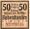 Notgeld Deutschland 50 Pfennig , Raster 7 Notgeld Markt Babenhausen 0275.05.01 , 50 Pfennig , Raster 7 in kfr. von 1918 -