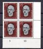 DDR 4 x 20 + 10 Pfennig Mi.638 DDR , 4er Blockrand u.r. Rudolf Renner , 20 + 10 Pfennig 1958 -