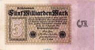 Weimarer Republik - Inflation 5 Mia. Mk. Reichsbanknote , 5 Milliarden Mark in gbr. DEU-132.b, Ros.112, P.115 von 1923 -