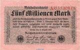 Weimarer Republik - Inflation 5 Millionen Mark Reichsbanknote , 5 Millionen Mark Schein in gbr. DEU-117.a, Ros.104, P.105 -