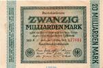 Weimarer Republik - Inflation 20 Milliarden Mark Reichsbanknote , 20 Milliarden Mark -Rauten- in kfr. DEU-137.e, Ros.115, P.118 -