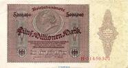 Weimarer Republik - Inflation 5 Millionen Mark Reichsbanknote , 5 Millionen Mark Schein in kfr. DEU-100, Ros.88, P.90 , 1923 -