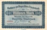 Großnotgeld Inflation 500 Millionen Mark Banknote Bay. Staatsbank München , 50 Millionen Mark Schein in kfr. Keller 3657. -