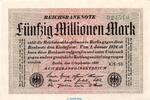 Weimarer Republik - Inflation 50 Millionen Mark Reichsbanknote , 50 Millionen Mark Schein in kfr. DEU-123.d, Ros.108, P.109 -