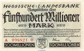 Inflation 1923 DE 500 Mio. Mk. Banknote Darmstadt Hess. Landesbank , 500 Millionen Mark in kfr. Keller 956.e -