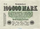 Weimarer Republik - Inflation 100.000 Mark Schein Reichsbanknote , 100.000 Mark Schein in gbr. DEU-102.a, Ros.90, P.91 , 1923 -