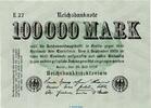 Weimarer Republik 100.000 Mark Schein Reichsbanknote , 100.000 Mark Schein in f-kfr. DEU-102.b , Ros.90, P.91, 1923 -