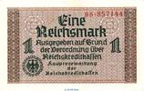 deutsche Besatzungsausgaben 1 Mk. Reichsbanknote , 1 Mark Schein in kfr. ZWK-2.a, Ros.551, P.136 o.D. , 3. Reich -