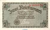 Reichskreditkasse WW2 2 Mark Schein Reichsbanknote , 2 Mark Schein in gbr. ZWK-3.a, Ros.552, P.137 o.D. , WW2 -